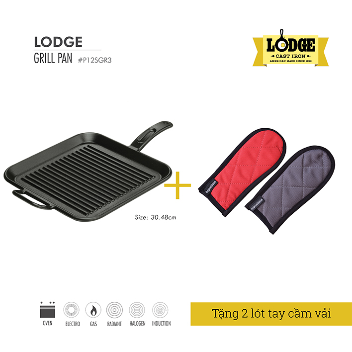 Khuyến mại Lodge Cast Iron khi mua chảo gang Lodge rãnh vuông 30.5 cm