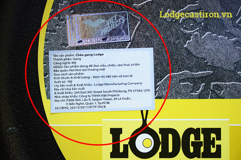 Tem chống hàng giả của Lodge Cast Iron